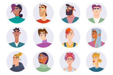 Poster - Designers staff characters avatars isolated set. Artists, illustrators and developers. Diverse men and women working in team in creative studio. Illustration with people in flat cartoon design
