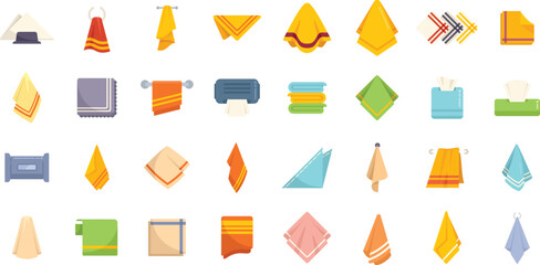 Canvas Print - Handkerchief icons set flat vector. Folded napkin. Paper tissue isolated