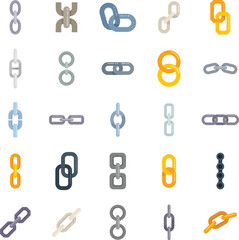 Poster - Chain link icons set flat vector. Bike link. Bicycle element isolated