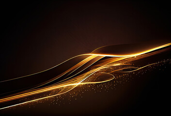 Wall Mural - gold abstract background with glowing lines, illustration