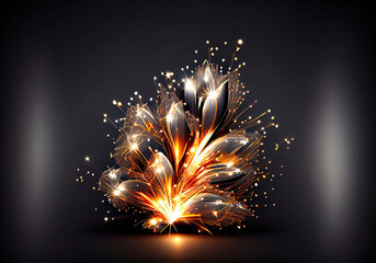 Wall Mural - fireworks in the form of a flower on black background