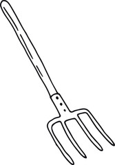 Sticker - Pitchfork icon. Hand drawn farmer tool sketch