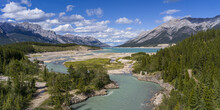 River Winding Through The Canadian Rocky Mountains; Alberta, Canada