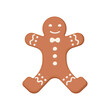 © PCH.Vector - Gingerbread man cookie. Vector illustration of sweet homemade snack with icing for winter holidays. Cartoon cute ginger biscuit isolated on white background. Christmas, dessert concept