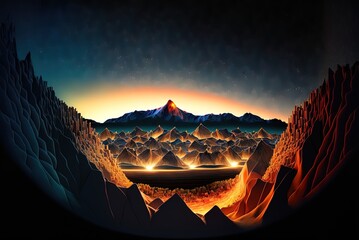 Fototapete - Landscape, panorama, and light Generative AI