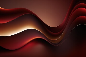 Wall Mural - Banner with a futuristic backdrop color scheme of dark red, firebrick, and coffee. Background design with trendy soft curving waves Generative AI