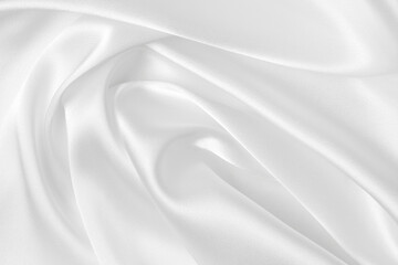 Wall Mural - Elegance white satin silk with waves, abstract background luxury cloth, elegant wallpaper design. Abstract background luxury cloth or liquid wave
