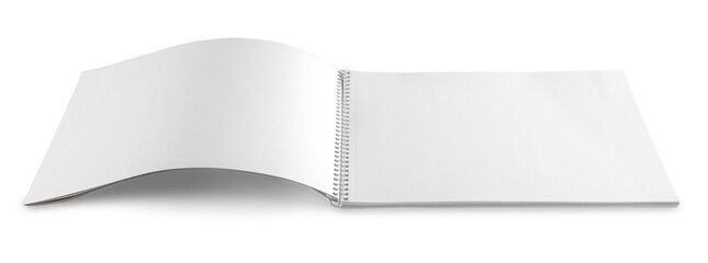 Wall Mural - open blank notebook on a white background