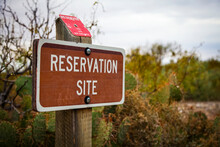 Reservation Sign At Campground, Oliver Lee Memorial State Park; Alamogordo, New Mexico, United States Of America