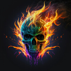 halloween skull. 3d render illustration of scary monster head