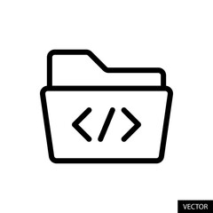 Fototapete - coding, code file folder vector icon in line style design for website, app, ui, isolated on white ba