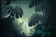 © LukaszDesign - Unsettlingly gloomy exotic tropical jungle image design Generative AI