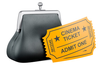 Poster - Cinema tickets with purse coin, 3D rendering