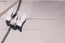 Close-up Of Raised Anchor On Side Of Ship, Halifax, Nova Scotia, Canada