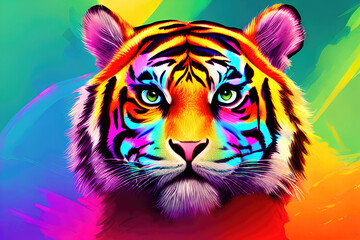 portrait of a tiger color art