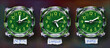 © Designpics - Panoramic of Three Plastic Clocks Showing Time Zones, Studio Shot