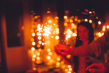 Bright festive Christmas or New Year sparkler