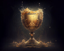 Golden Chalice With Sparkling Droplets