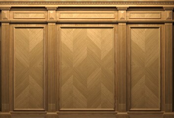 Wall Mural - Classic wall with vintage brown wood panels