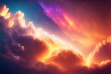 Descriptive Gradient Cloudy Sky as a Backdrop Colorful, ethereal orange sky in the backdrop. Scene of romantic interest. Generative AI