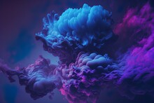 Clouds In A Strange Blue And Violet Abstract. Brushstrokes That Brim With Emotion. As A Fractal Backdrop, This Is. Generative AI