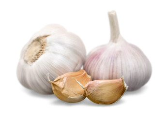 Wall Mural - Garlic isolated on white background