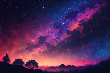 Gradation of glittering dream stars beautiful starry sky during the magic hour Generative AI