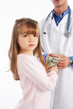 Girl Handing Money To Doctor