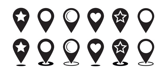 Aufkleber - Vector icon of simple forms of point of location. Set vector icon.