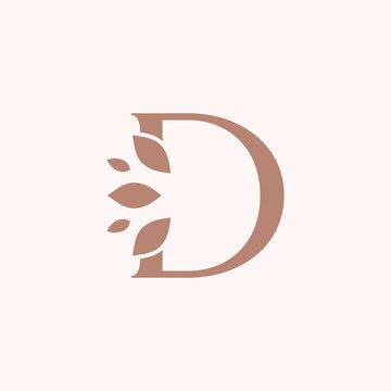 Beauty leaf logo template royal letter D brand design