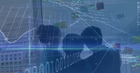 Poster - Animation of data processing over diverse business people in office
