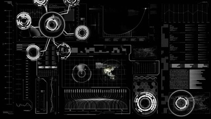Poster - Animation of data processing on black background