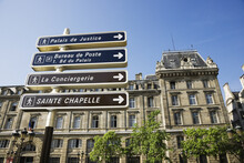 Signs Outside Of Palais De Justice, Paris, France