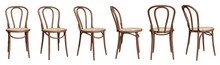 Collection Of Old, Wooden Chairs Isolated On Transparent Background. 3D Render. 3D Illustration.