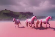 Pink Horses In The Desert - Generative AI