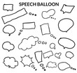 Speech balloon collection in hand drawn style, for wallpaper, comic, doodle, cloud, balloon. Talking, talking, chatting, shouting, laughing, vector, dream bubbles