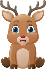 Wall Mural - Cute baby deer cartoon sitting