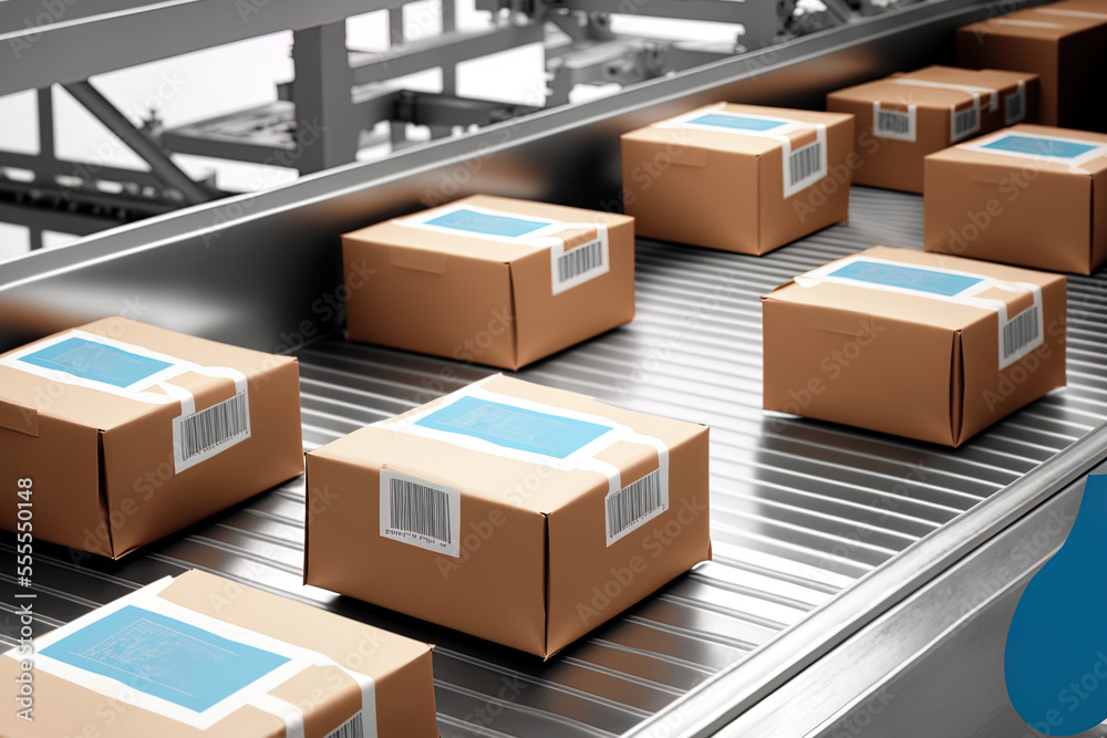 supervisory oversight of automation Food product boxes are moved on ...