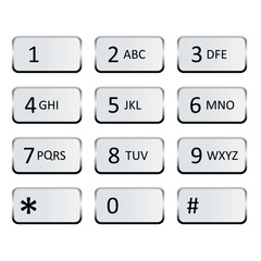 Poster - Smartphone buttons numbers. silver smartphone buttons. Vector illustration. Stock image.