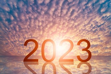 Poster - new year concept, 2023 numbers at nature background