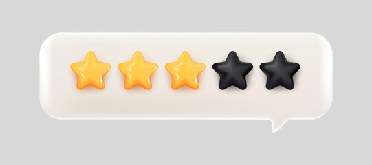 Wall Mural - three of five stars rating bubble chat 3d mesh vector