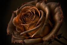 Beautiful Realistic Brown Rose, Closeup View, Art Graphic Wallpaper Background