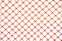 Plastic Fence Orange Colour, Isolated On A White Background, Poster, Banner, Copy Space