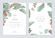 Floral wedding invitation card template design, tropical plants on white