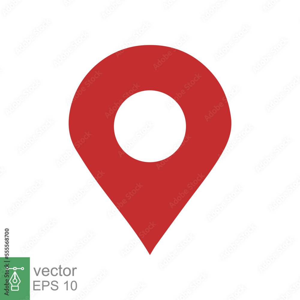 Location pin icon. Simple flat style. Red map point, place marker ...