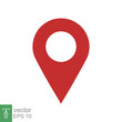 © Ysclips - Location pin icon. Simple flat style. Red map point, place marker, position mark, tag, pointer, navigation concept. Vector illustration isolated on white background. EPS 10.