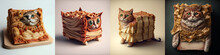 Lasagna Cats. [Digital Art Painting, Sci-Fi Fantasy Horror Background, Graphic Novel, Postcard, Or Product Image]