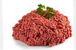 minced meat, pig, beef, and forcemeat, with a clipping path and a white backdrop in focus. Generative AI