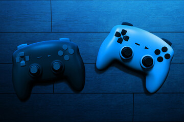 Poster - Two game controllers 3d illustration