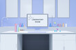 © S. Singha - 3D illustration concept, Laboratory room interior of scientific workspace for research or experiment, school lab equipment for the education of chemistry, biology, medicine, physic and biotechnology.